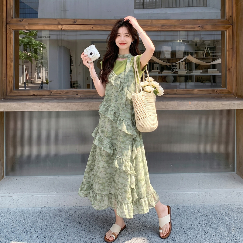 优质短袖精品冬季甩卖夏季新款时尚套装女两件套波点连衣裙