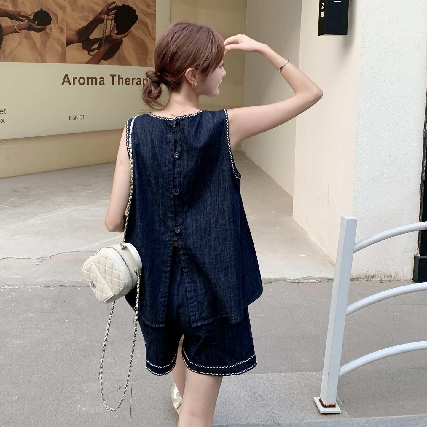 牛仔优质背心上衣短裤休闲套装新款女夏韩系穿搭小个子爆款两件套