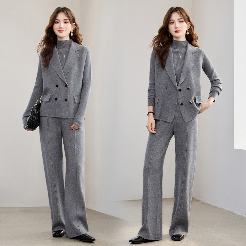 主推跑量现货秋季新款洋气时尚宽松版西装高定百搭三件套装裤女