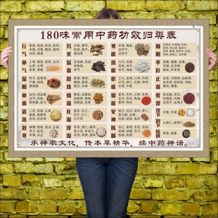 180味常用中药功效归类表图贴纸泻火行气补气食补药材大全补养血
