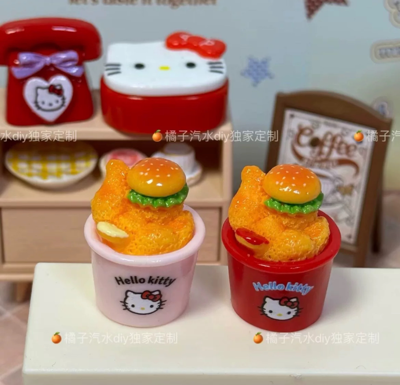 定制仿真微缩kt汉堡全家桶食玩模型摆件diy手工装饰树脂配件材料