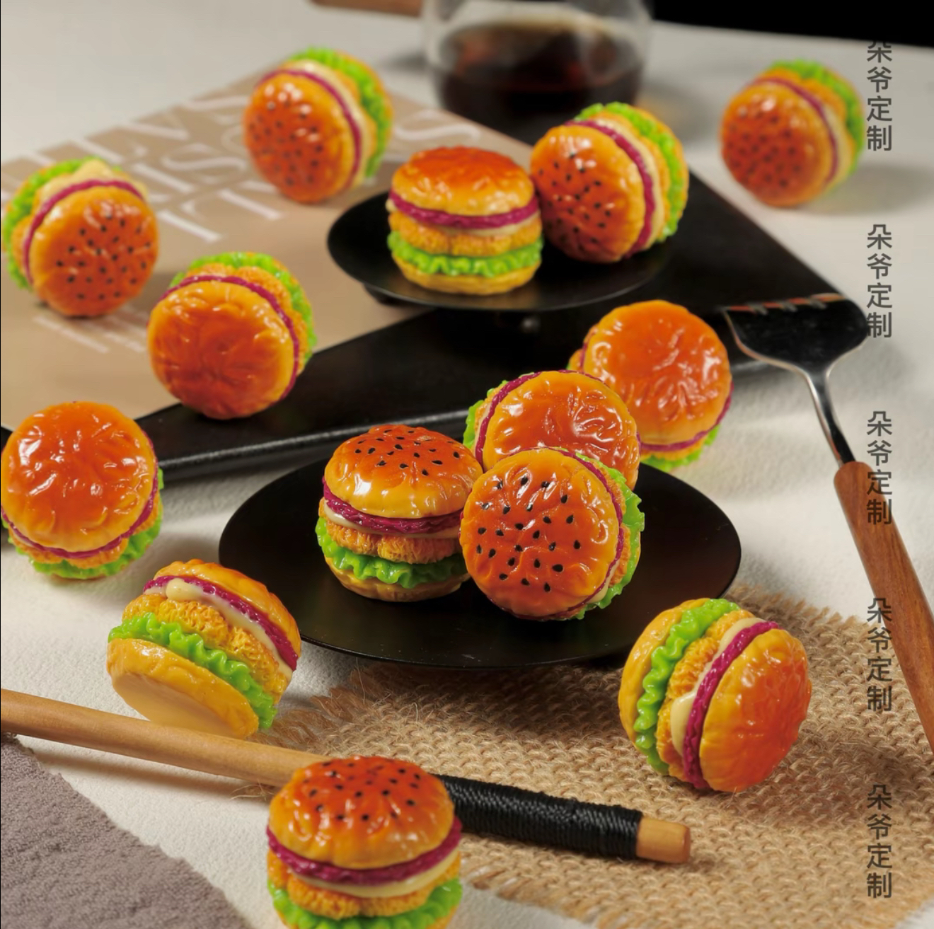 Tustin炸鸡汉堡仿真食玩微缩树脂配件奶油胶材料摆件装饰手工