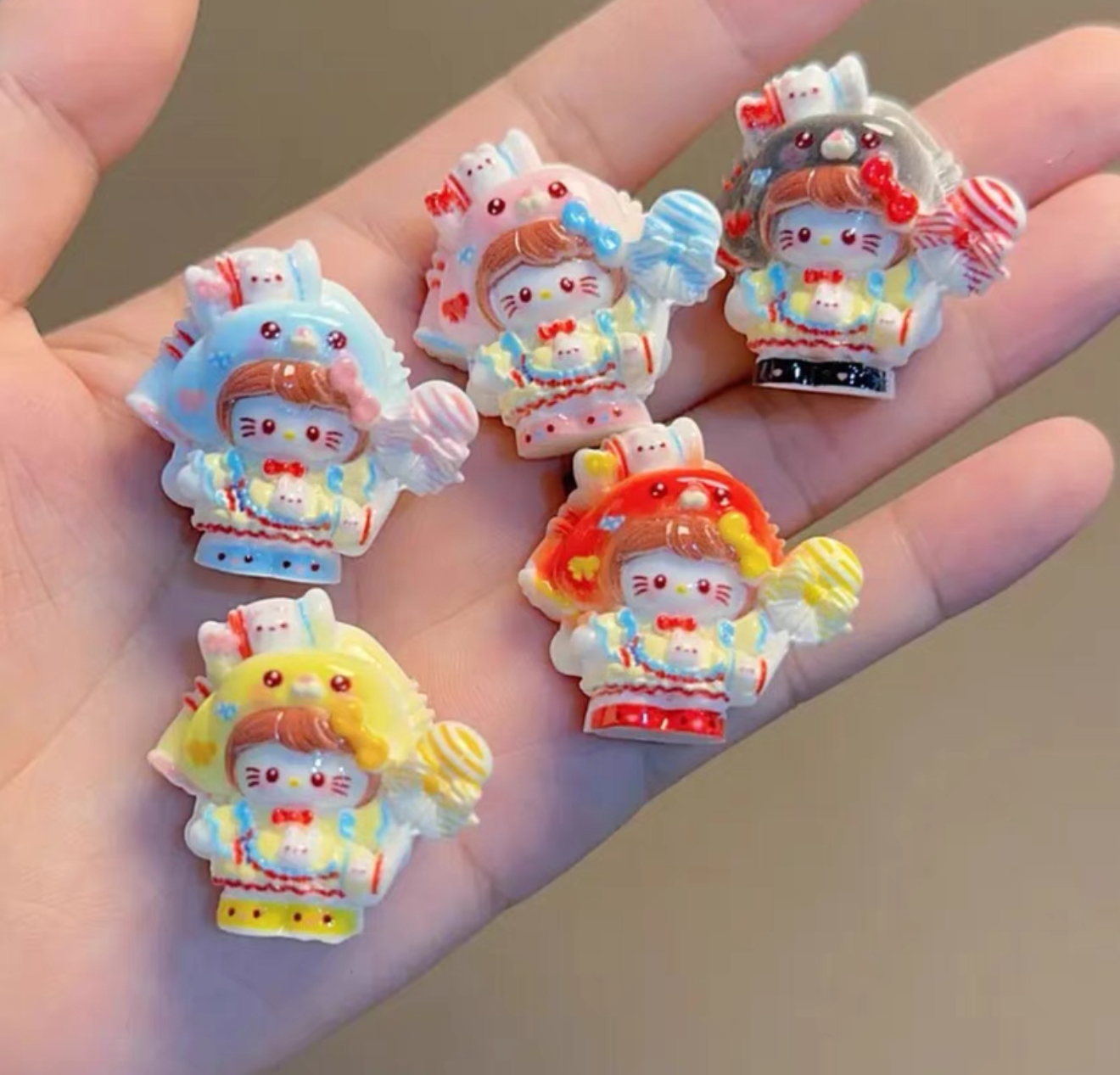 定制大白兔kitty仿真食玩微缩树脂配件奶油胶材料摆件手工