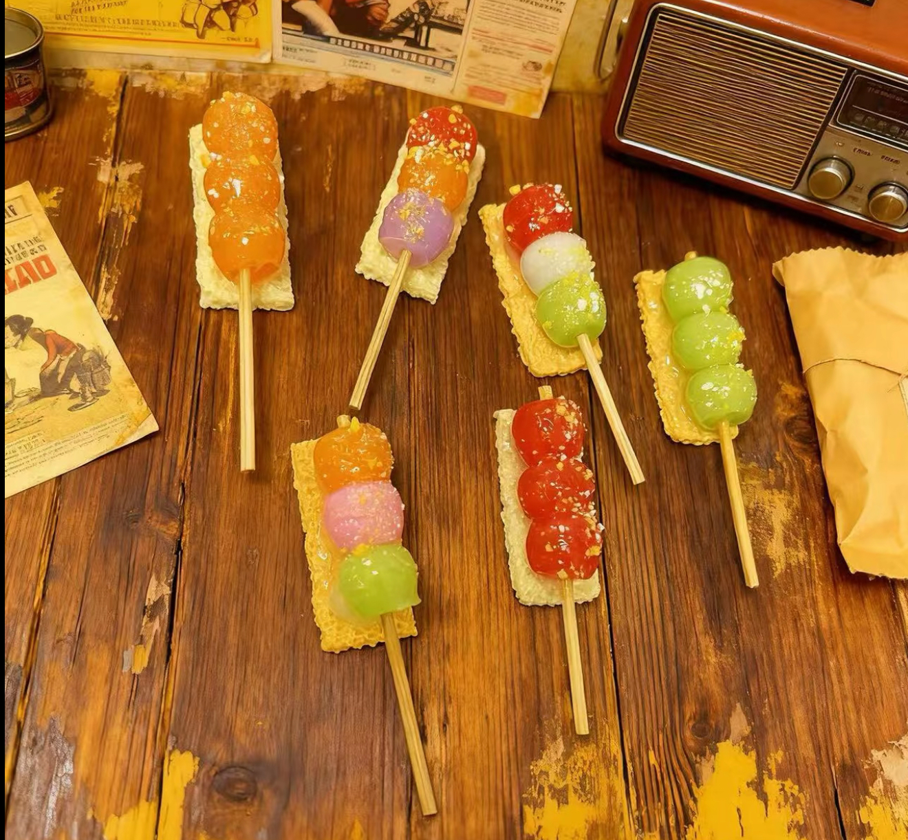 定制立体东北奶皮子冰糖葫芦串仿真食玩微缩树脂配件材料摆件场景