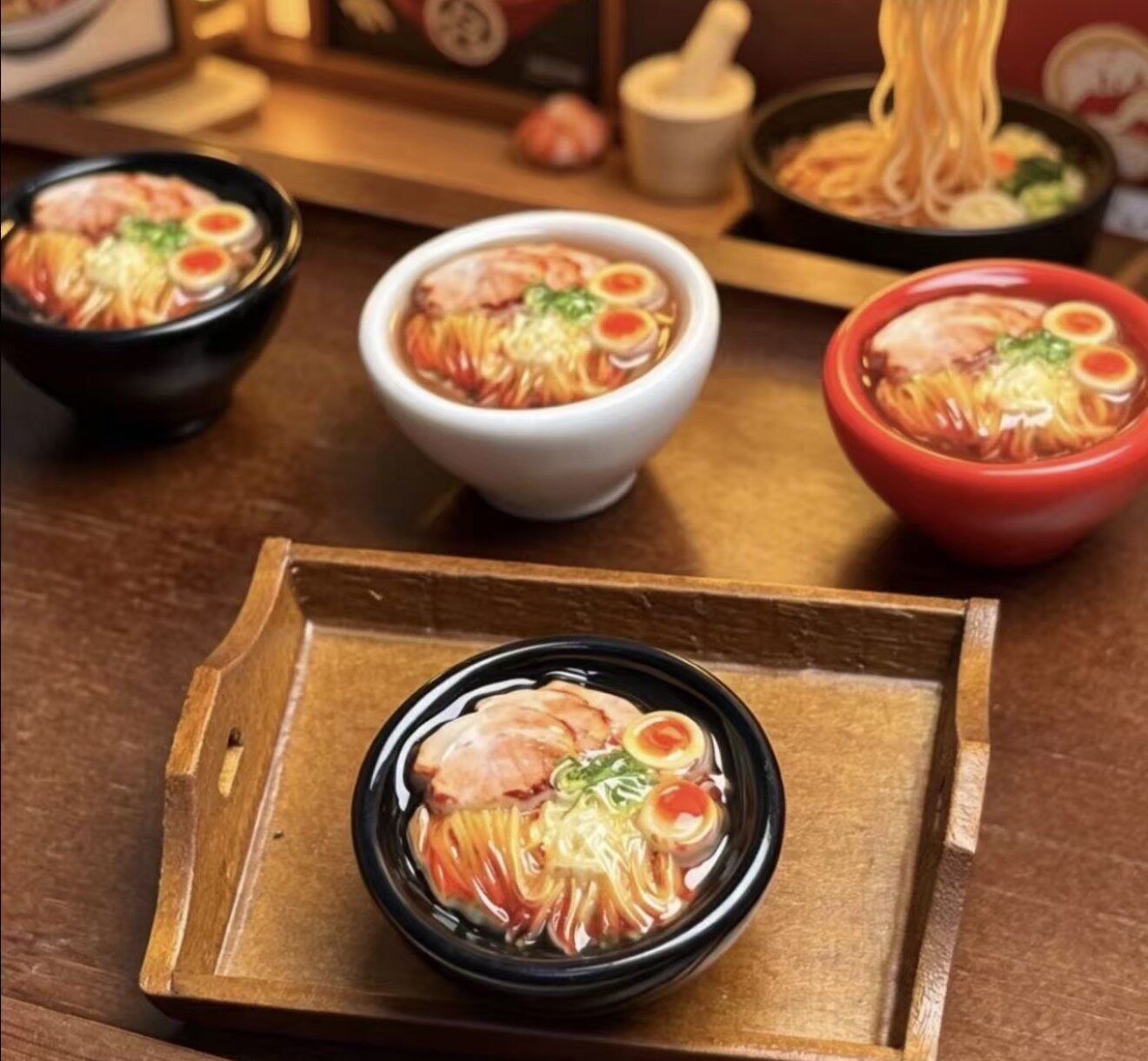 定制立体手绘一碗拉面仿真食玩微缩树脂配件材料摆件