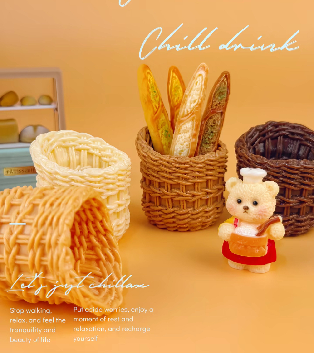 定制法棍筐仿真食玩微缩树脂配件奶油胶材料摆件手工