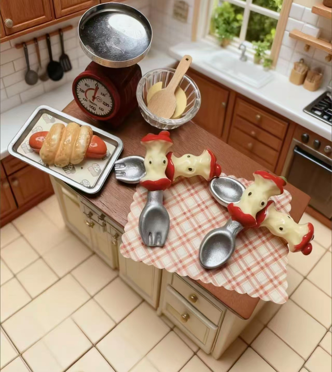 定制立体苹果勺子仿真食玩微缩树脂配件材料摆件奶油胶,家居饰品,装饰摆件,淘宝优惠券,粉丝福利购,淘宝优惠卷