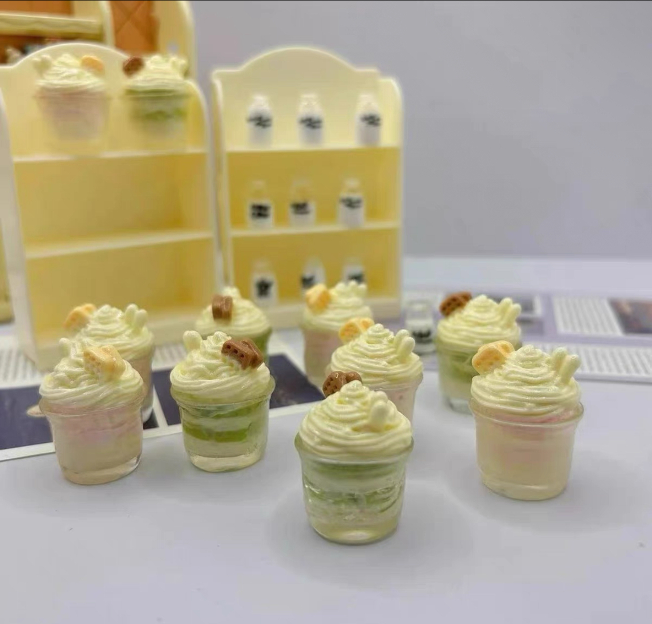 定制千层奶油杯仿真食玩微缩树脂配件奶油胶材料摆件手工