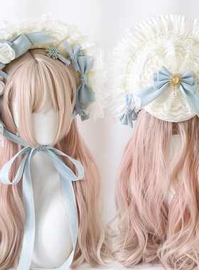 圣诞G浅蓝色Lolita蕾丝发夹洛丽塔发带系列小物BNT草帽手袖发箍