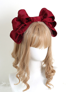 缎面Lolita大款蝴蝶结KC日系doll洛丽塔发箍lo娘头饰可以凹体造型