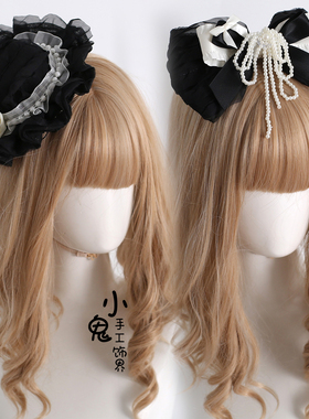 原创黑色里雾诗之春蕾丝蛋糕小礼帽甜美珍珠蝴蝶结发夹发箍KC