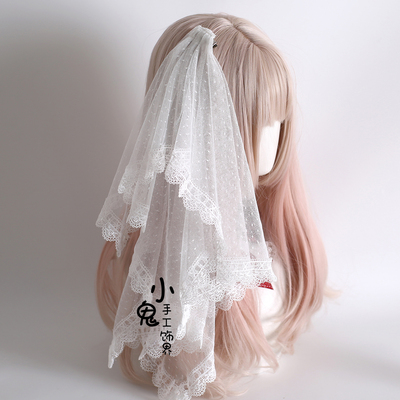 丽塔小礼帽白色Lolita头纱