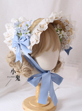 草帽扁帽Lolita手作华丽优雅茶会田园汉洋折衷蕾丝波奈特bnt帽