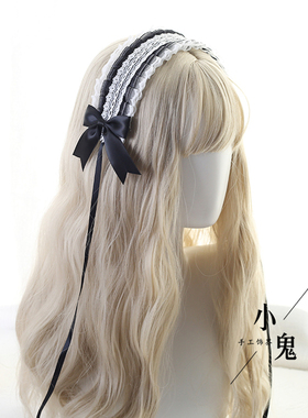 日系软妹Lolita蝴蝶结头饰发带发箍蕾丝发夹lolita甜美日常百搭kc