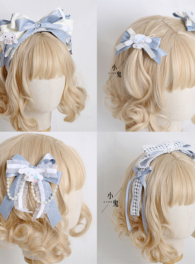 原创洛丽塔玉桂狗发夹蝴蝶结蕾丝手作LolitaJK发箍可爱发饰KC头饰