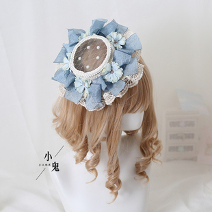 复古lolita小礼帽茶会华丽蝴蝶结扁帽汉洋折衷发饰洛丽塔优雅头饰