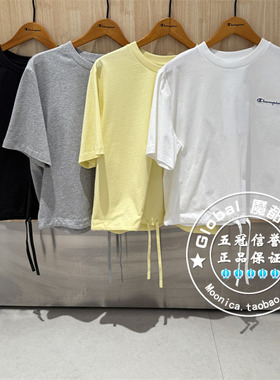 CHAMPION冠军国内代购 25夏 圆领下摆系带短袖T恤女 U5BSSSW039