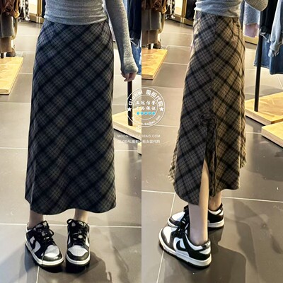 MOUSSY日系几何棱形高腰半身裙