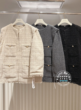 FRAY I.D国内代购 25冬 圆领小香风优雅粗呢流苏外套FWFJ255050