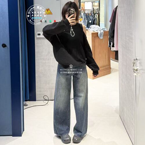 MOUSSY26秋冬宽松阔腿牛仔裤女
