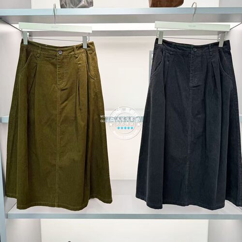 特价MOUSSY26秋灯芯绒高腰半裙