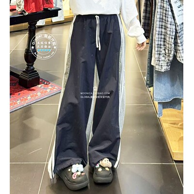 MOUSSY日系拼色松紧腰休闲裤子女