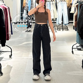 010HAA11 MOUSSY国内代购 5861 黑灰色直筒牛仔裤 子女 24秋冬 经典