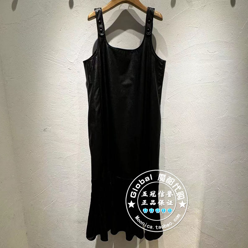 时尚A字裙纯色吊带连衣裙