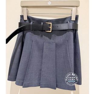 NUTS国内代购 2026春 纯色高腰腰带时尚百搭百褶半身裙7130617A1