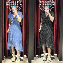 MOUSSY国内代购 25春夏 日系V领碎花不规则连衣裙 028ISZ30-3031