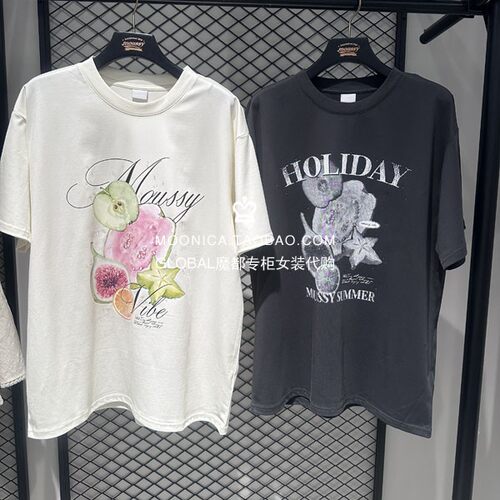 MOUSSY26夏水果印花短袖T恤衫女