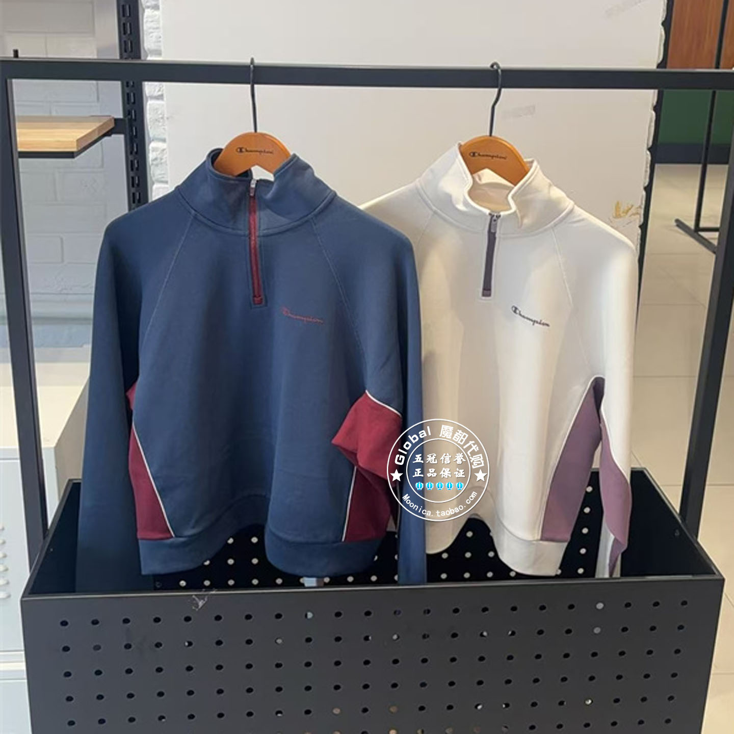 CHAMPION斜肩POLO领长袖卫衣女