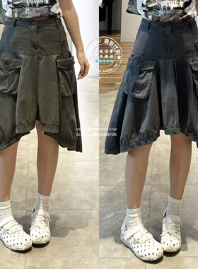 MOUSSY国内代购 26夏 不规则工装做旧松紧腰半身裙 028JSZ11-1027