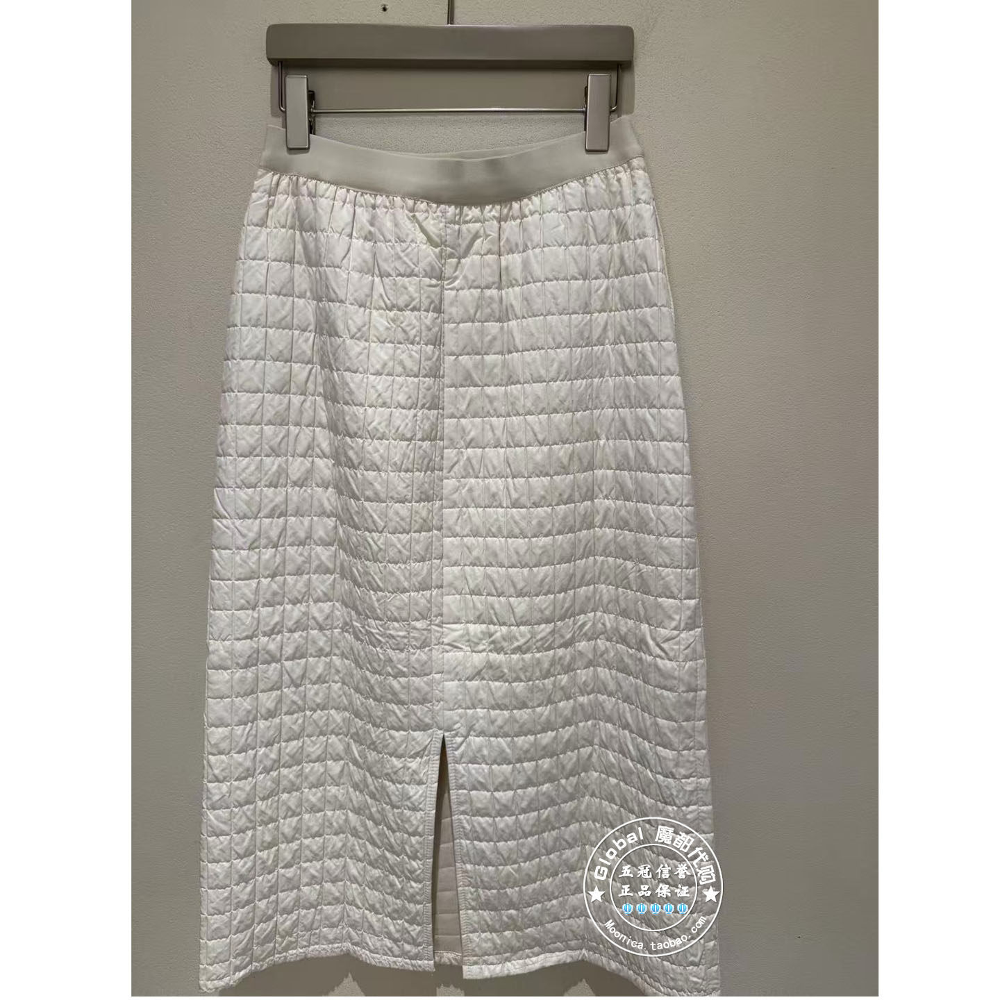 NUTS国内代购 2025冬 高腰纯色格子后开叉直筒半身裙6480620A1