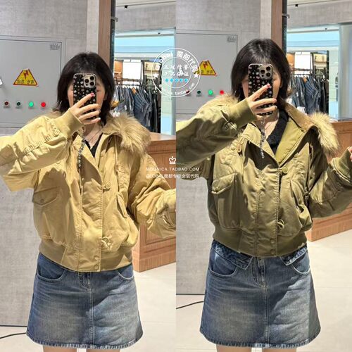 MOUSSY日系N2毛领夹克棉服女冬