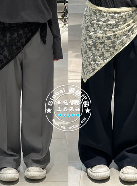 MOUSSY国内代购 25春夏 蕾丝配饰高腰直筒休闲裤子 010ISH31-6801