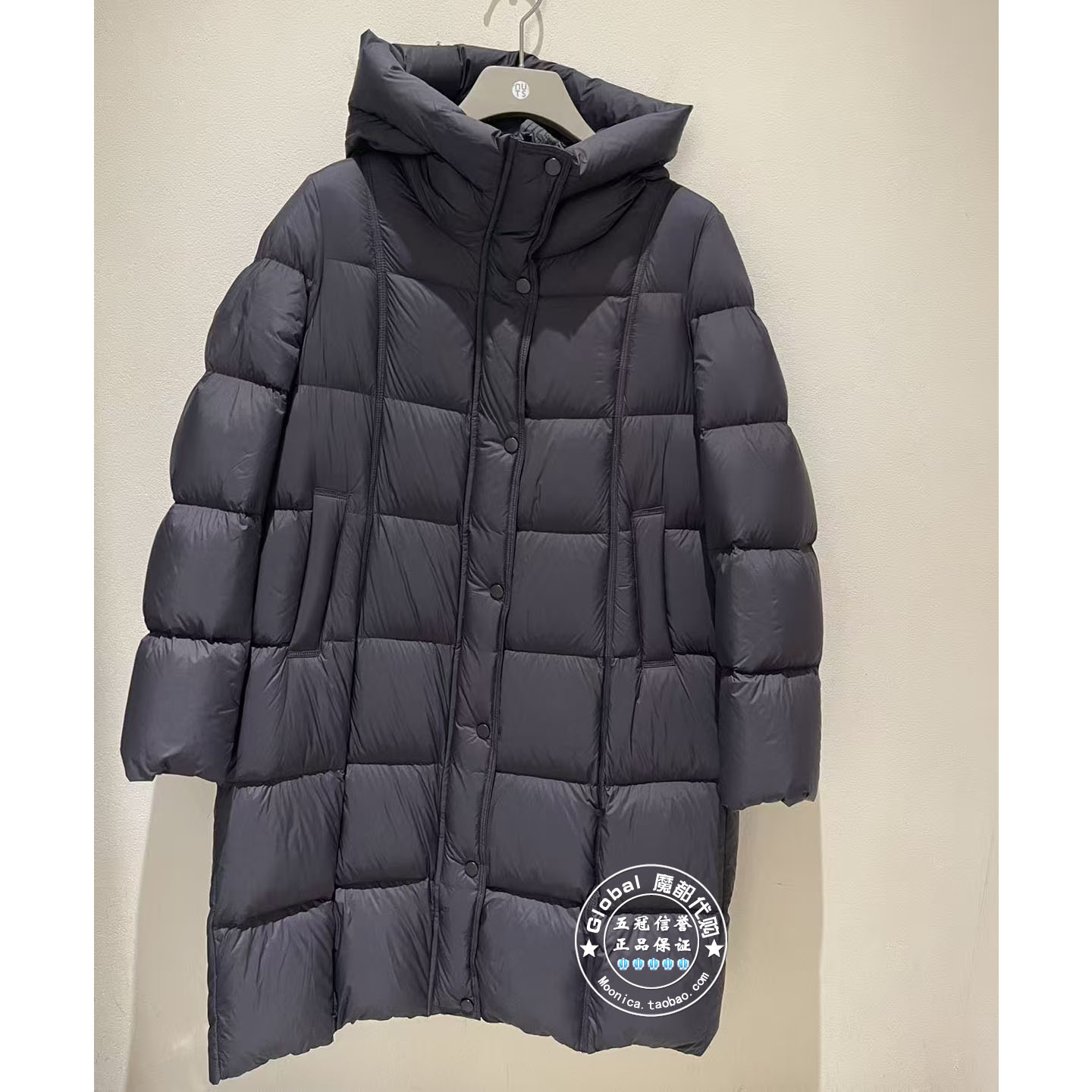 NUTS女装国内代购 25冬 纯色连帽简约百搭中长款羽绒服6440917A1