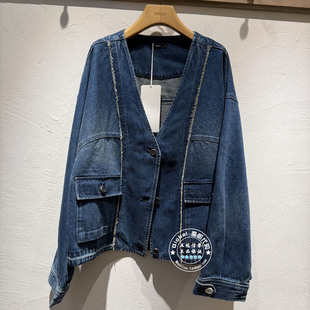 INITIAL国内代购 25秋女V领时尚百搭牛仔外套25FJKFMCVV587不退换