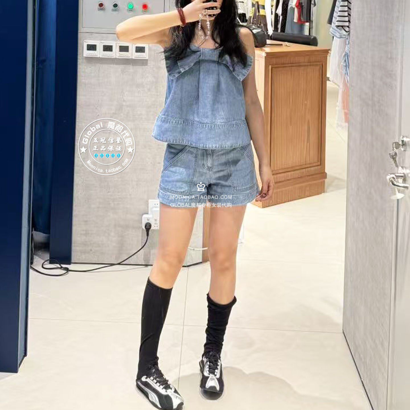 MOUSSY日系水洗牛仔短裤子女