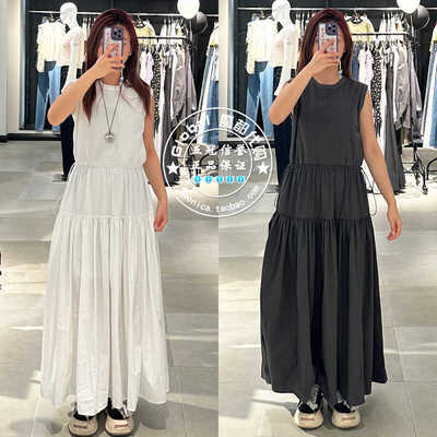 纯色合作款中长款连衣裙无袖