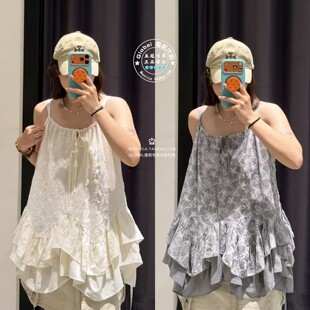 MOUSSY国内代购 26夏 日系抽绳褶皱背心吊带衫上衣 028JSA30-1084