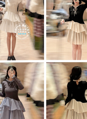 SNIDEL 国内代购 25秋冬 褶边领荷叶边拼接针织连衣裙 SWNO261010