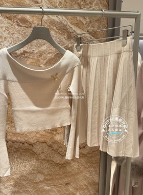 SNIDEL国内代购 25秋冬 露肩喇叭袖针织衫半身短裙套装SWNO254322