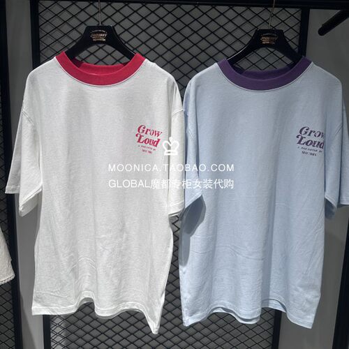 MOUSSY日系字母拼色短袖T恤衫女