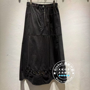 INITIAL国内代购 25夏 女高腰镂空牛仔半身裙25UKTFMCDM248换