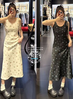 MOUSSY国内代购 26春 日系吊带碎花长款连衣裙子 010JS333-2321