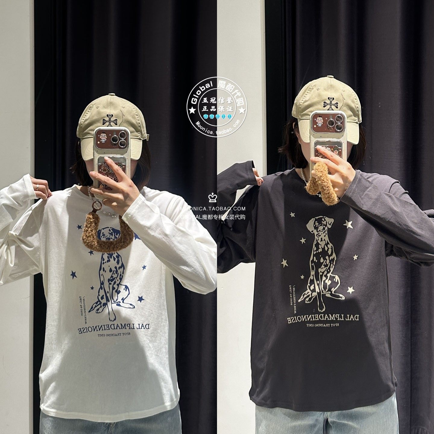 MOUSSY25秋冬小狗印花女款T恤衫