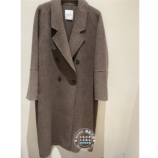 NUTS女装国内代购 25冬 纯色翻领简约羊毛中长款大衣6431503A1