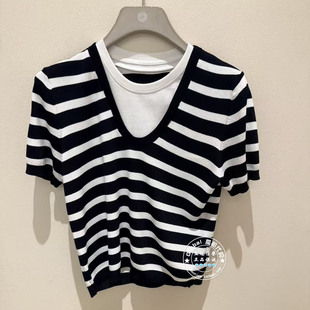 NUTS国内代购 圆领条纹拼接简约百搭针织上衣7230538A1 2026夏