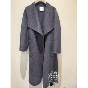 NUTS国内代购 2025冬 翻领宽松中长款羊毛混纺毛呢大衣6381549A1